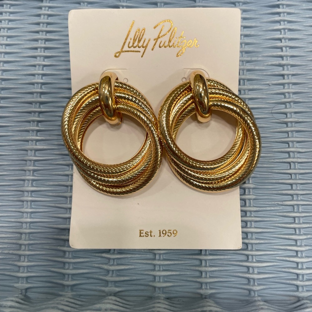 Lilly Pulitzer Gold Multi-Hoop Textured Earrings